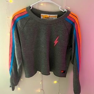 ✰ Aviator Nation bolt embroidery classic cropped crew✰